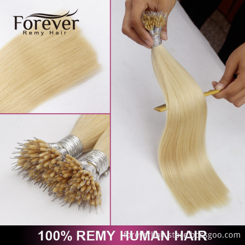 2016 Forever new trendy professional christmas hair extension wholesale premium 100 human remy Blonde nano tip hair extensions